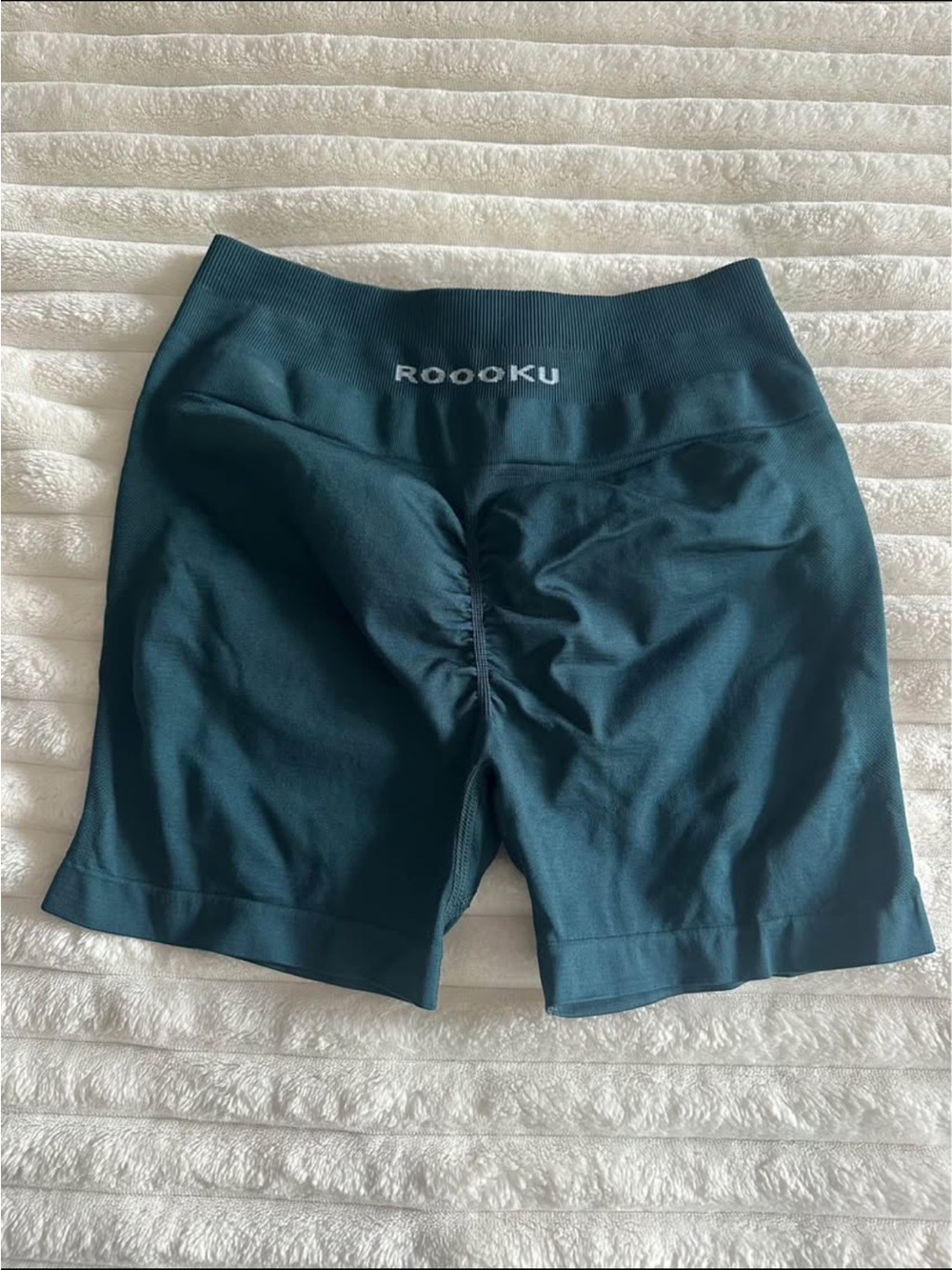 High-Waist Teal Scrunch Bike Shorts